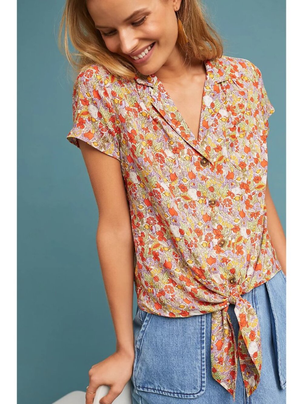 Maeve Bateau Buttondown Blouse • Anthropologie • Women’s XS/S